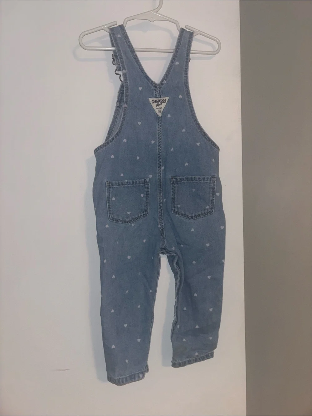 OshKosh B'gosh Blue Denim Heart Print Overalls